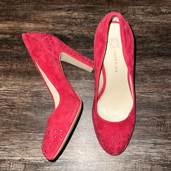 Anne Klein Red Studded Heels - Picture 2 of 6